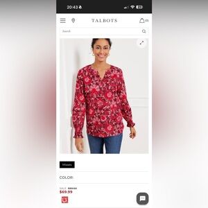 Talbots Red Floral Blouse